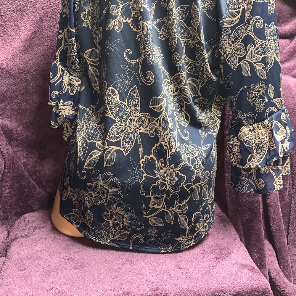 PerSeption Concept Navy Floral Blouse XL - Picture 9 of 14